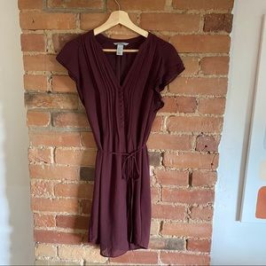 H&M Maroon Flirty Flutter Dress